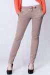 4210-3 Spodnie dresowe, legginsy z ozdobnymi kieszeniami - brązowy
