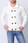 4208-2 Męski sweter dwurzędowy - kremowy