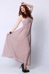 2503-5 Długa tiulowa suknia bez ramiączek - brąz