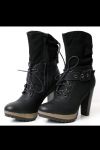 4021-2 Buty/kozaki zawiązywane - czarny