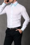 4112-4 Koszula męska slim fit - biały
