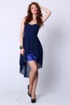 4207-3 Sukienka bez ramiączek z usztywnianymi miseczkami z dłuższym tyłem - niebieski