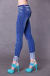 RESALSA JEANS JEANSY RURKI Z PRZETARCIAMI I CYRKONIAMI - NIEBIESKI 4416-1